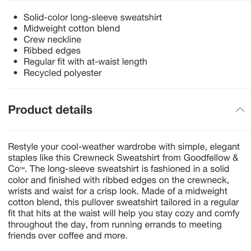 Men’s Pullover Sweatshirt Crewneck Goodfellow & Co Mustard Yellow Size M - Picture 8 of 8